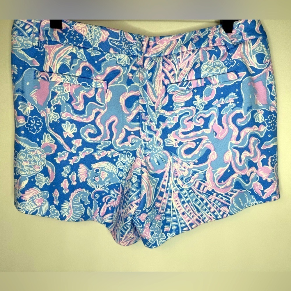 Lilly Pulitzer Boca Blue Sea What I Sea CALLAHAN KNIT SHORTS 5" FlatFront - Picture 4 of 7